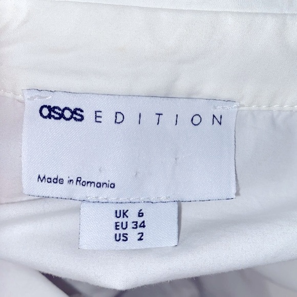 ASOS Edition white ruffle detail oversized shirt dress size 2 - Picture 9 of 10